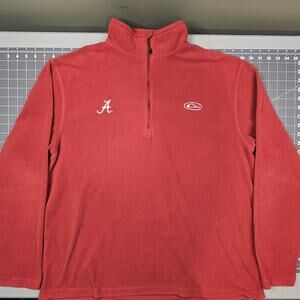 Drake Waterfowl Alabama 1/4 Zip Camp Fleece Pullover XL Red Football Mock Neck